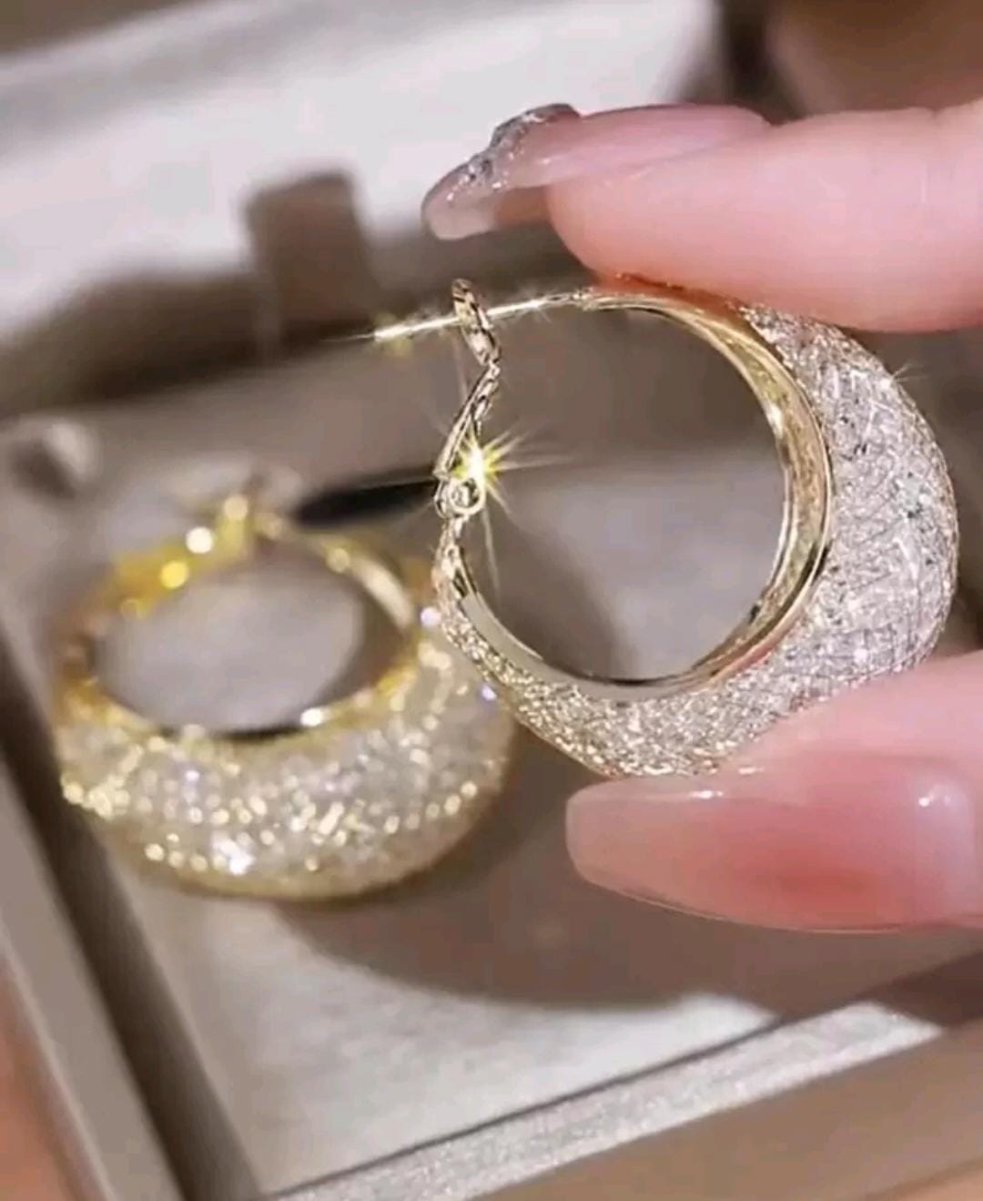 Stone hoop earring