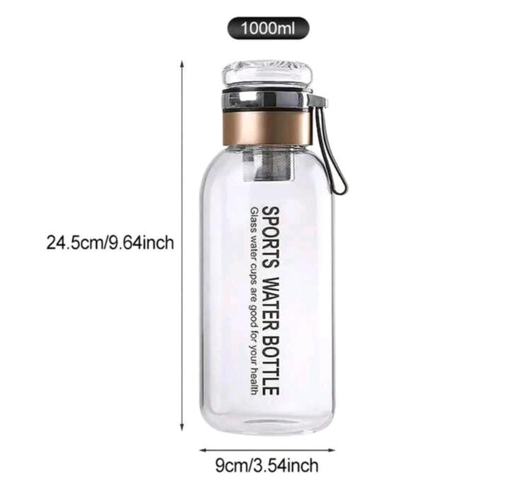 Glass bottle with filter and cover