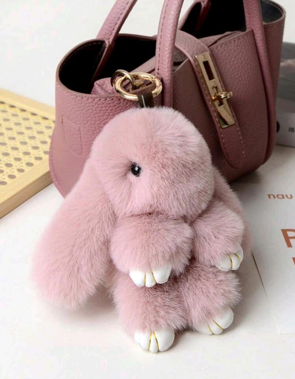 Cute bunny soft toy keychain