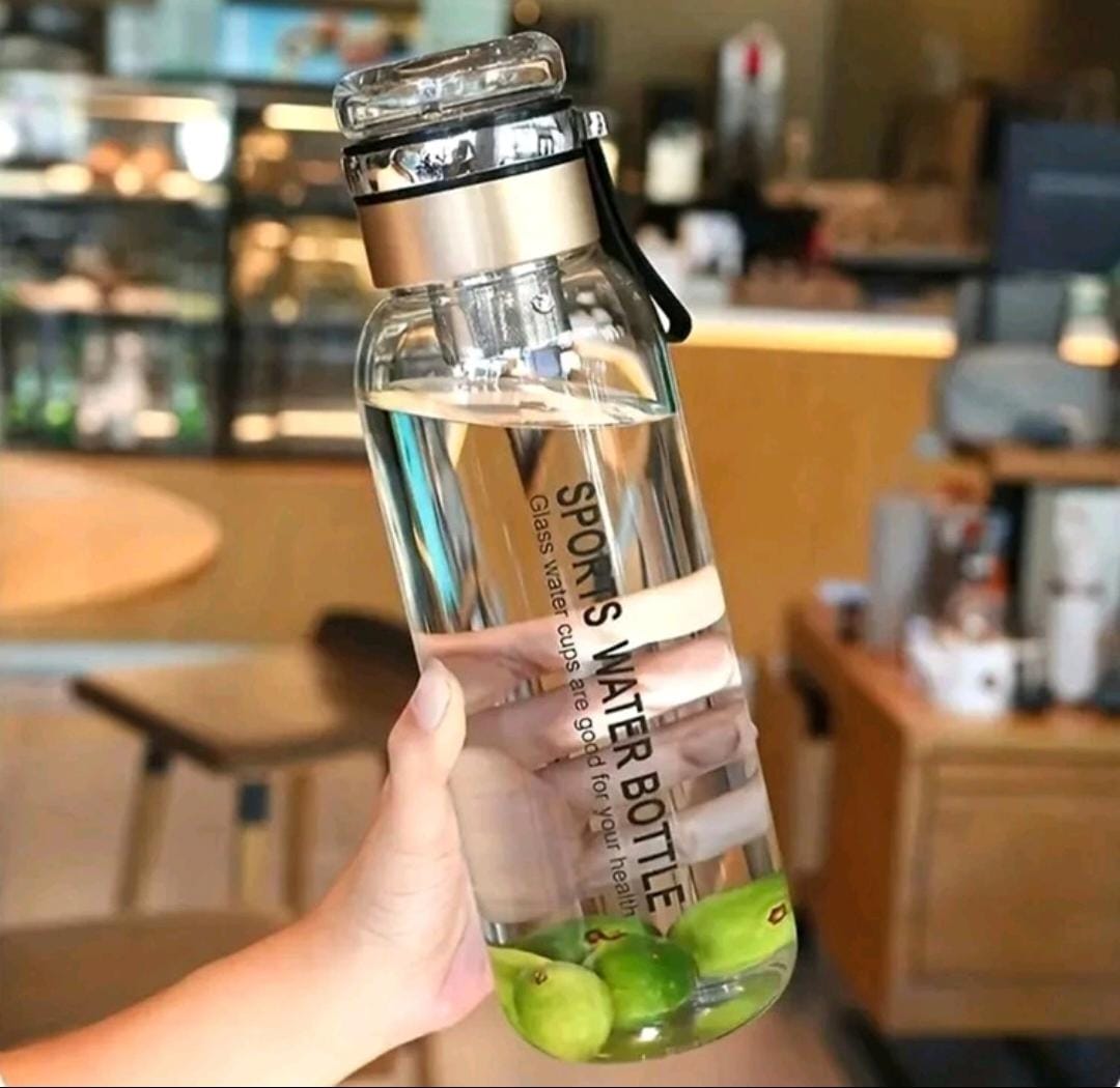 Glass bottle with filter and cover