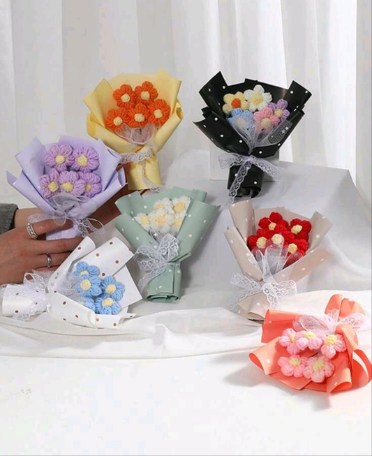 Handmade 1pc Colorfu Knitted Yarn Small Bouquet, Suitable As Gift, Birthday Gift, Party Gift, Mother's Day Small Gift