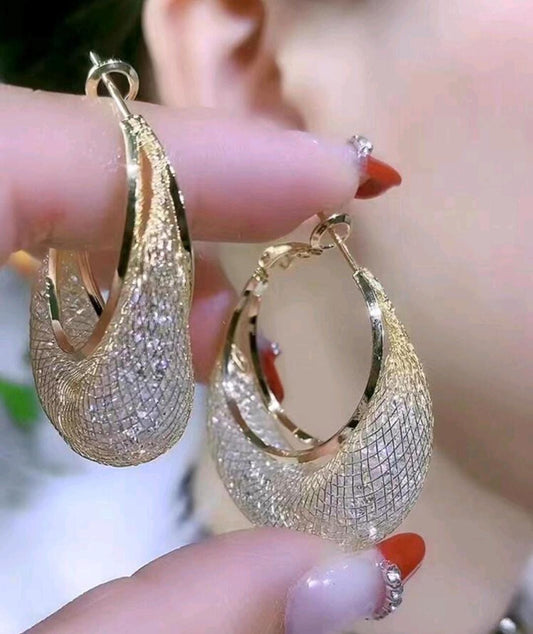 Stone hoop earring