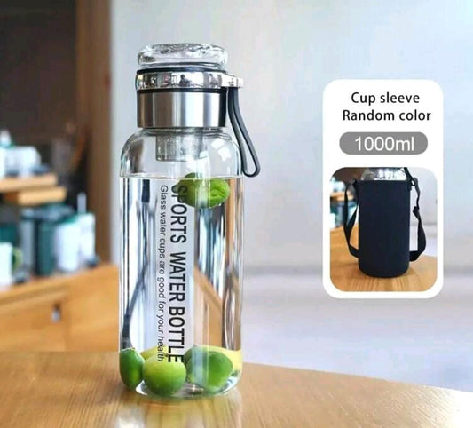 Glass bottle with filter and cover