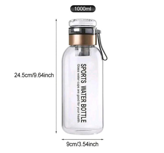 Glass bottle with filter and cover