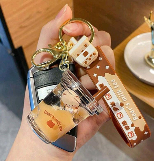 Boba milk tea keychain
