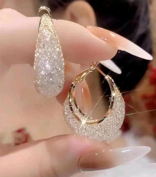 Stone hoop earring