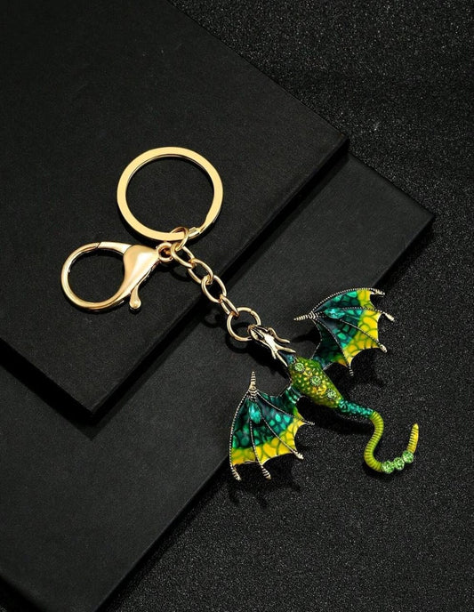 Game of throne inspired dragon Keychain  in green
