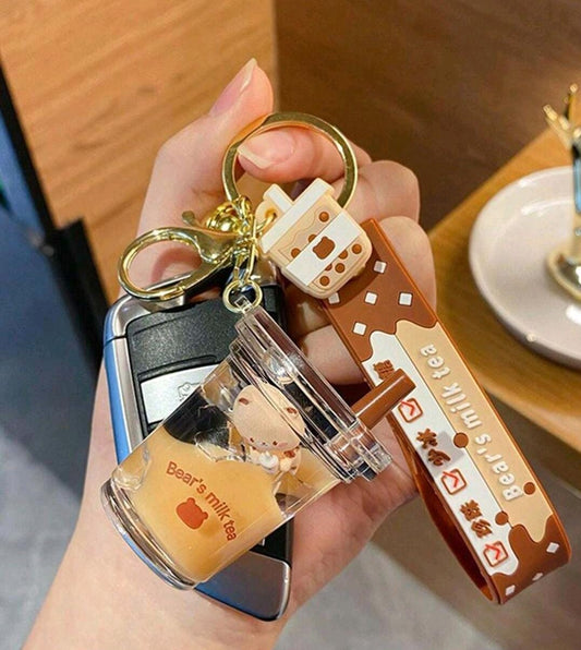 Boba milk tea keychain