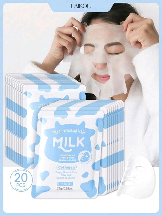 Milk hydrating face mask pack of 20